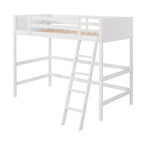 Letto a soppalco singolo in legno massello con scaletta