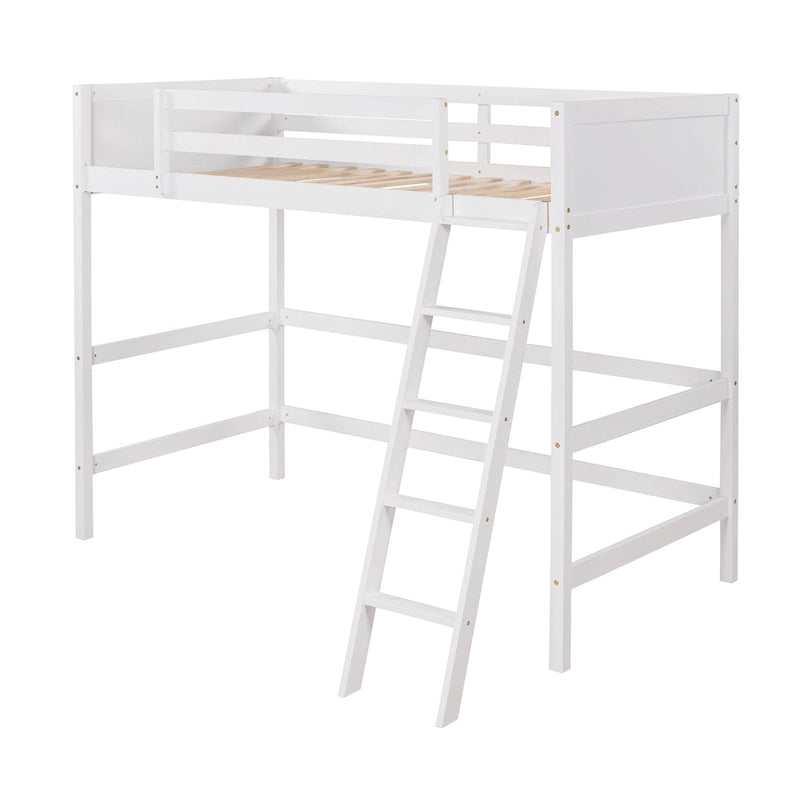 Letto a soppalco singolo in legno massello con scaletta