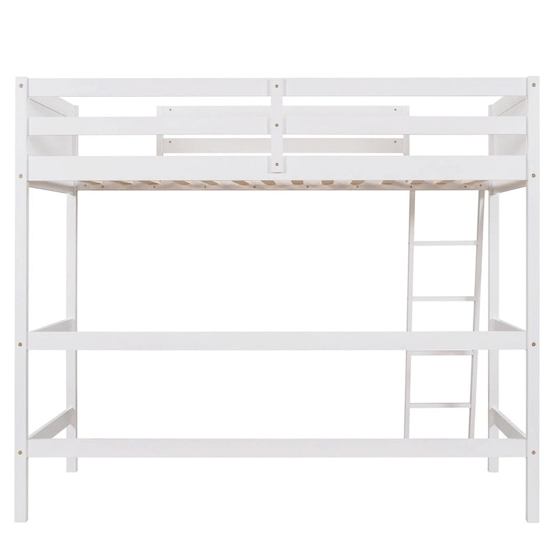 Letto a soppalco singolo in legno massello con scaletta