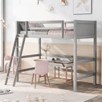 Letto a soppalco singolo in legno massello con scaletta