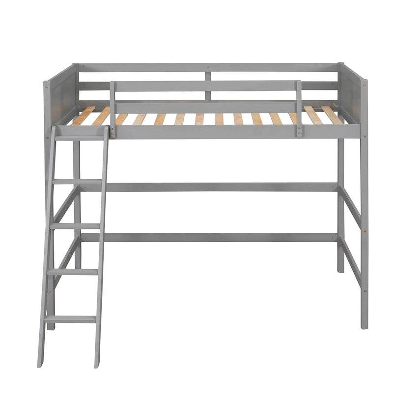 Letto a soppalco singolo in legno massello con scaletta