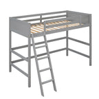 Letto a soppalco singolo in legno massello con scaletta
