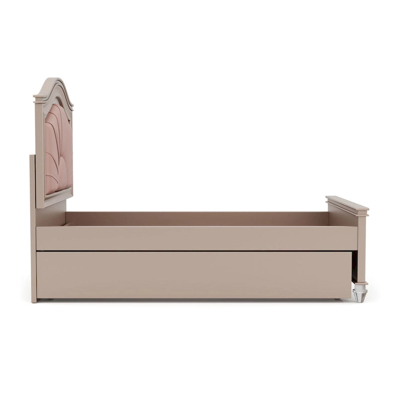 Letto a pannello Glam singolo/matrimoniale con letto estraibile e testiera a LED, similpelle, nessuna molla