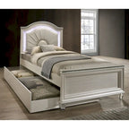 Letto a pannello Glam singolo/matrimoniale con letto estraibile e testiera a LED, similpelle, nessuna molla