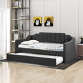 Letto a giorno imbottito singolo con rotelle, tessuto di lino, stile moderno, camera degli ospiti