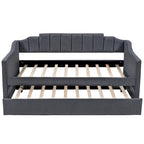 Letto a giorno imbottito singolo con rotelle, tessuto di lino, stile moderno, camera degli ospiti