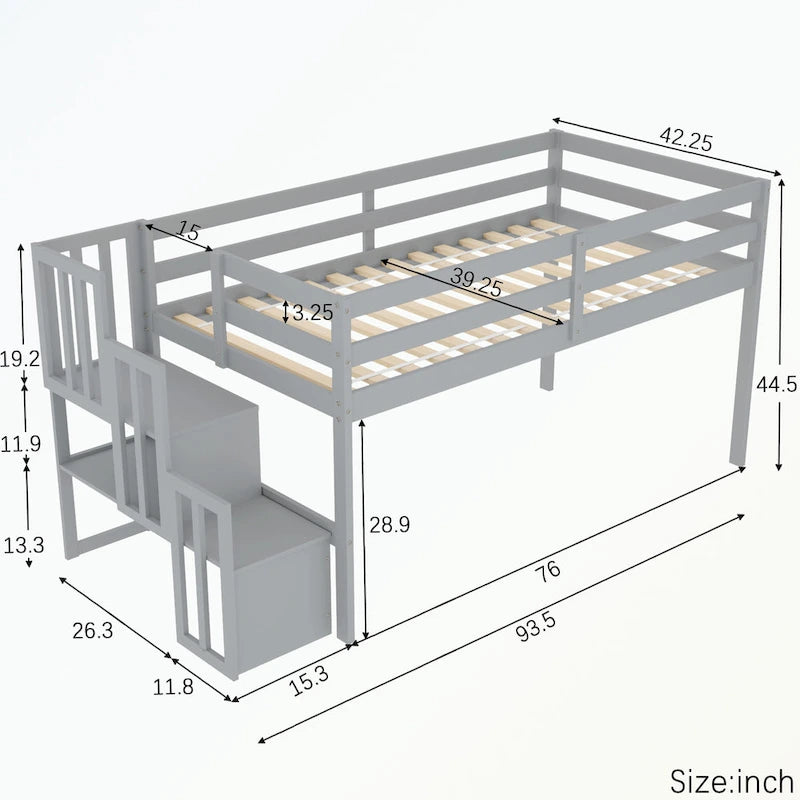 Letto a soppalco con scaletta, una piazza e mezza