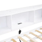 Divano Letto Singolo con Letto Estraibile, Armadietti e Porte USB
