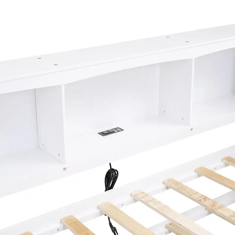 Divano Letto Singolo con Letto Estraibile, Armadietti e Porte USB