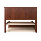 Letto a piattaforma in legno massello full size con pediera, rotelle complete e stazione di ricarica USB