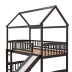 Letto a soppalco a castello con scivolo, struttura in legno, letto-casetta per bambini, design divertente per la camera da letto
