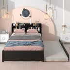Letto matrimoniale con libreria estraibile