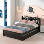 Letto matrimoniale con libreria estraibile
