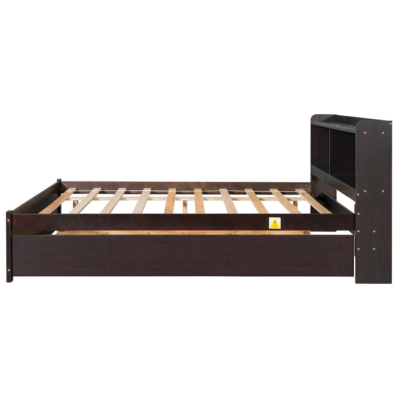 Letto matrimoniale con libreria estraibile