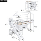 Letto a soppalco singolo in legno a forma di casetta con scivolo, stile casetta da gioco, mobili per cameretta bambini