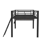 Letto a soppalco da gaming Twin/Full Size con scrivania da gaming e luci a LED, struttura a soppalco bassa in metallo con scaletta per ragazzi e adolescenti