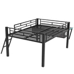Letto a soppalco da gaming Twin/Full Size con scrivania da gaming e luci a LED, struttura a soppalco bassa in metallo con scaletta per ragazzi e adolescenti