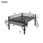 Letto a soppalco da gaming Twin/Full Size con scrivania da gaming e luci a LED, struttura a soppalco bassa in metallo con scaletta per ragazzi e adolescenti