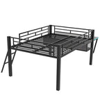 Letto a soppalco da gaming Twin/Full Size con scrivania da gaming e luci a LED, struttura a soppalco bassa in metallo con scaletta per ragazzi e adolescenti