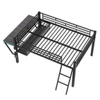 Letto a soppalco da gaming Twin/Full Size con scrivania da gaming e luci a LED, struttura a soppalco bassa in metallo con scaletta per ragazzi e adolescenti