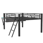 Letto a soppalco da gaming Twin/Full Size con scrivania da gaming e luci a LED, struttura a soppalco bassa in metallo con scaletta per ragazzi e adolescenti