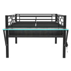 Letto a soppalco da gaming Twin/Full Size con scrivania da gaming e luci a LED, struttura a soppalco bassa in metallo con scaletta per ragazzi e adolescenti