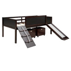 Letto a soppalco singolo con struttura per arrampicata, scivolo, lavagna fronte-retro e 2 contenitori, legno di pino