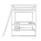 Letto a soppalco full size con scrivania a U