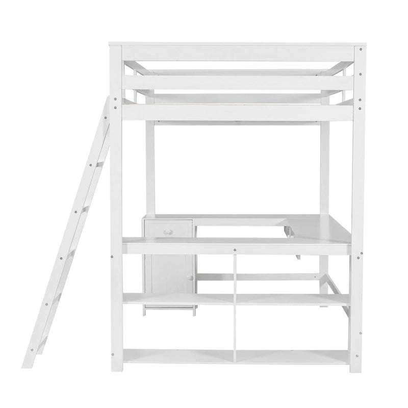 Letto a soppalco full size con scrivania a U