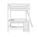 Letto a soppalco full size con scrivania a U