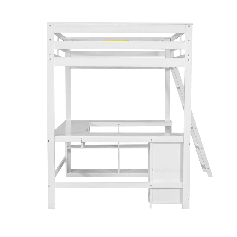 Letto a soppalco full size con scrivania a U