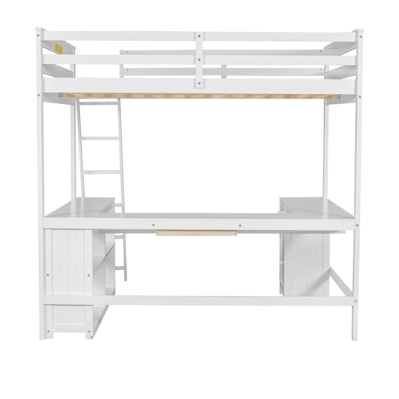 Letto a soppalco full size con scrivania a U