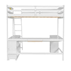 Letto a soppalco full size con scrivania a U