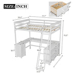 Letto a soppalco full size con scrivania a U