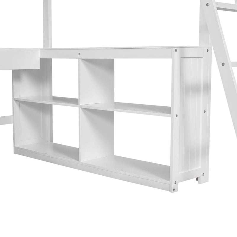 Letto a soppalco full size con scrivania a U