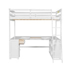 Letto a soppalco full size con scrivania a U