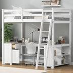 Letto a soppalco full size con scrivania a U