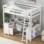 Letto a soppalco full size con scrivania a U