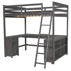 Letto a soppalco full size con scrivania a U