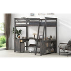 Letto a soppalco full size con scrivania a U