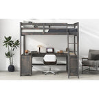 Letto a soppalco full size con scrivania a U