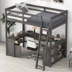 Letto a soppalco full size con scrivania a U