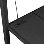Letto a soppalco full size in metallo nero con scrivania, armadio, USB e luci LED