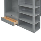 Letto a soppalco con scrivania, armadio, 4 cassetti e 4 ripiani, piazza e mezzo, multi-contenitore