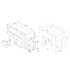 Letto a soppalco per bambini con scrivania integrata, design salvaspazio per camerette piccole