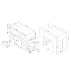 Letto a soppalco per bambini con scrivania integrata, design salvaspazio per camerette piccole