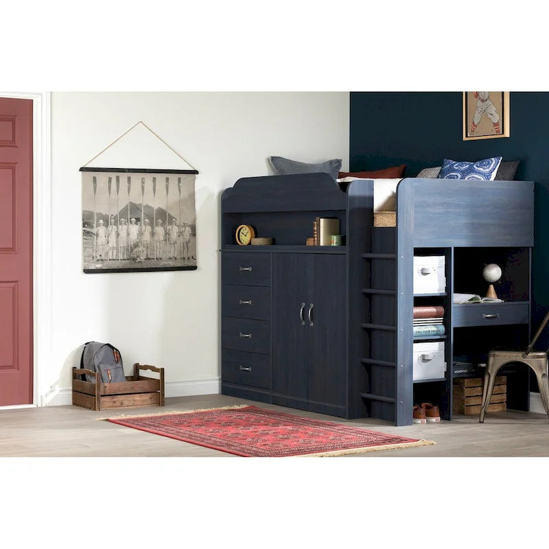 Letto a soppalco per bambini con scrivania integrata, design salvaspazio per camerette piccole